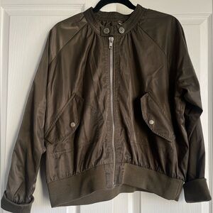 Free People Olive Bomber Jacket